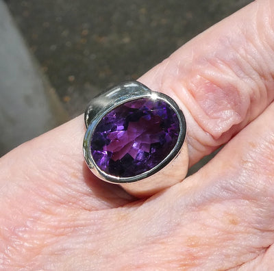Amethyst Ring | Faceted Oval | AAA Grade | 925 Sterling | US Size7 | Aus Size N1/2 | Quality Silver Work | Genuine Gems at Crystal Heart Melbourne est 1986