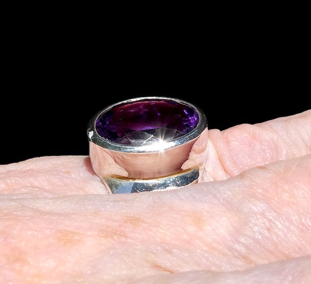 Amethyst Ring | Faceted Oval | AAA Grade | 925 Sterling | US Size7 | Aus Size N1/2 | Quality Silver Work | Genuine Gems at Crystal Heart Melbourne est 1986