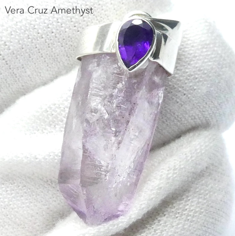 Raw Vera Cruz Amethyst Pendant with accent | 925 Sterling Silver Cap | Violet Flame | Meditation | Genuine Gems from Crystal Heart Melbourne since 1986