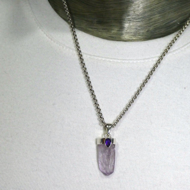 Raw Vera Cruz Amethyst Pendant with accent | 925 Sterling Silver Cap | Violet Flame | Meditation | Genuine Gems from Crystal Heart Melbourne since 1986
