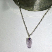 Load image into Gallery viewer, Raw Vera Cruz Amethyst Pendant with accent | 925 Sterling Silver Cap | Violet Flame | Meditation | Genuine Gems from Crystal Heart Melbourne since 1986