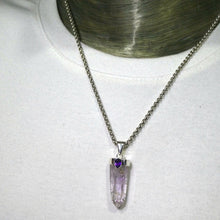 Load image into Gallery viewer, Raw Vera Cruz Amethyst Pendant with accent | 925 Sterling Silver Cap | Violet Flame | Meditation | Genuine Gems from Crystal Heart Melbourne since 1986