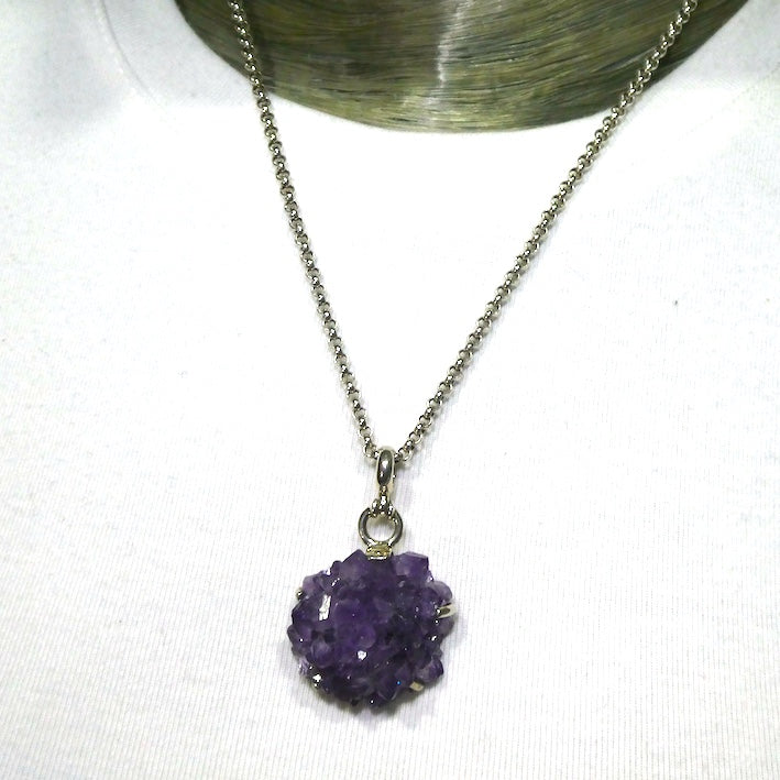 Amethyst Pendant | Natural Flower Cluster | Fine 925 Sterling Silver| Violet Flame | Meditation | Genuine Gems from Crystal Heart Melbourne since 1986