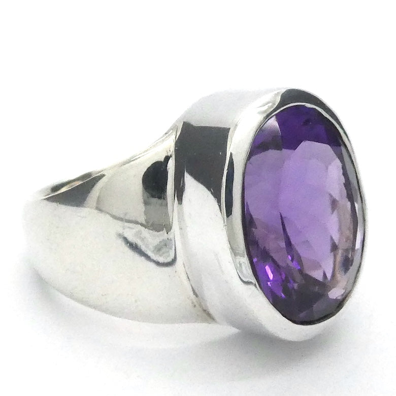 Amethyst Ring | Faceted Oval | AAA Grade | 925 Sterling | US Size7 | Aus Size N1/2 | Quality Silver Work | Genuine Gems at Crystal Heart Melbourne est 1986