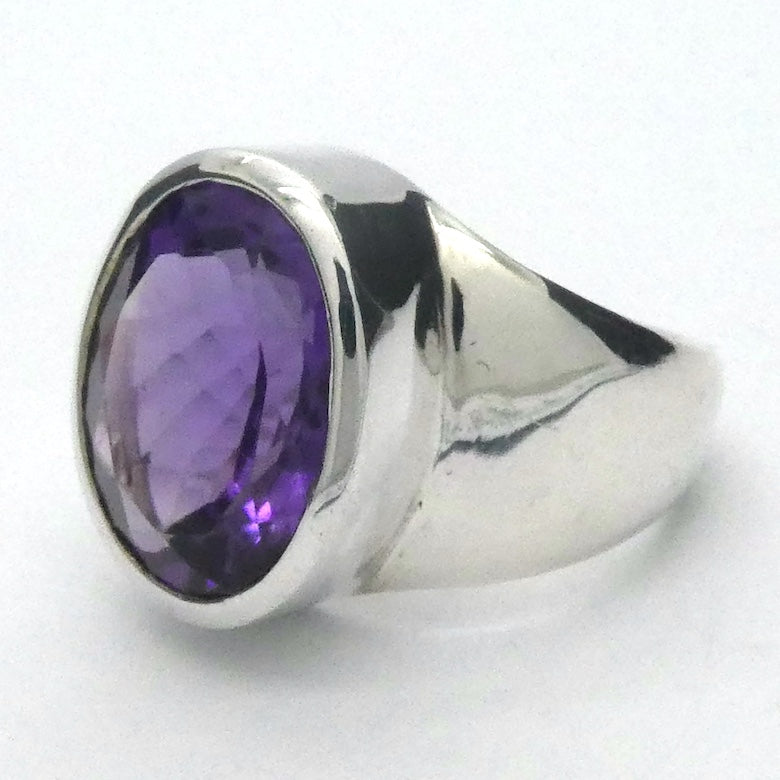 Amethyst Ring | Faceted Oval | AAA Grade | 925 Sterling | US Size7 | Aus Size N1/2 | Quality Silver Work | Genuine Gems at Crystal Heart Melbourne est 1986