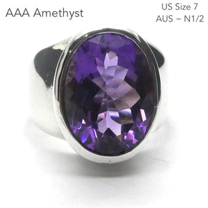 Amethyst Ring | Faceted Oval | AAA Grade | 925 Sterling | US Size7 | Aus Size N1/2 | Quality Silver Work | Genuine Gems at Crystal Heart Melbourne est 1986