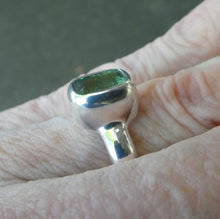 Load image into Gallery viewer, Moldavite Ring | Fceted Oblong | 925 Sterling Silver | US Size 9.75 | Aus Size T | Green Obsidian | Chechya | Intense Heart Transformation | Scorpio | Crystal Heart Melbourne Australia 1986