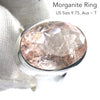Morganite Ring | Huge Faceted Oval | Apricot Pink Beryl | 925 Sterling Silver | Open Back | US Size 9.75 | AUS Size T | Divine Love | Genuine Gems from Crystal Heart Australia est 1986