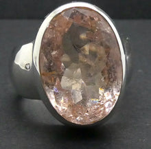 Load image into Gallery viewer, Morganite Ring | Huge Faceted Oval | Apricot Pink Beryl | 925 Sterling Silver | Open Back | US Size 9.75 | AUS Size T | Divine Love | Genuine Gems from Crystal Heart Australia est 1986