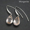 Morganite Earrings | Large Faceted Teardrop | Apricot Pink Beryl | 925 Sterling Silver | Open Back | Divine Love | Genuine Gems from Crystal Heart Australia 1986