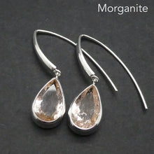 Load image into Gallery viewer, Morganite Earrings | Large Faceted Teardrop | Apricot Pink Beryl | 925 Sterling Silver | Open Back | Divine Love | Genuine Gems from Crystal Heart Australia 1986