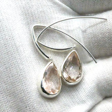 Load image into Gallery viewer, Morganite Earrings | Large Faceted Teardrop | Apricot Pink Beryl | 925 Sterling Silver | Open Back | Divine Love | Genuine Gems from Crystal Heart Australia 1986