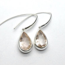Load image into Gallery viewer, Morganite Earrings | Large Faceted Teardrop | Apricot Pink Beryl | 925 Sterling Silver | Open Back | Divine Love | Genuine Gems from Crystal Heart Australia 1986