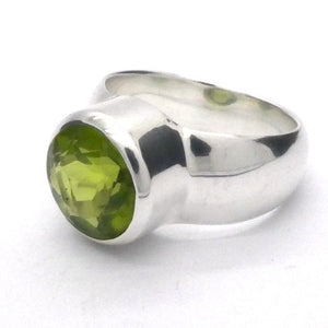 Peridot Ring | Large Faceted Round | A Grade | 925 Sterling Silver | US Size 9 | AUS Size R1/2 | Leo Stone | Crystal Heart Melbourne Australia since 1986