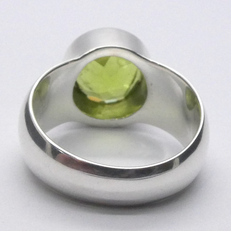 Peridot Ring | Large Faceted Round | A Grade | 925 Sterling Silver | US Size 9 | AUS Size R1/2 | Leo Stone | Crystal Heart Melbourne Australia since 1986