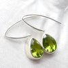 Peridot Earrings | Faceted Teardrops | 925 Sterling Silver | Bezel Set | Designer Hooks | Joyful Heart Prosperity | Genuine Gems Crystal Heart Australia since 1986