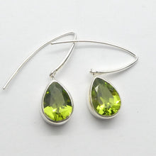 Load image into Gallery viewer, Peridot Earrings | Faceted Teardrops | 925 Sterling Silver | Bezel Set | Designer Hooks | Joyful Heart Prosperity | Genuine Gems Crystal Heart Australia since 1986