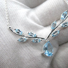 Load image into Gallery viewer, Blue Topaz Necklacle | 9 faceted Stones | 925 Sterling Silver | Nature Theme | Dainty Setting | Genuine Gemstones from Crystal Heart Melbourne Est 1986