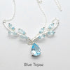 Blue Topaz Necklacle | 9 faceted Stones | 925 Sterling Silver | Nature Theme | Dainty Setting | Genuine Gemstones from Crystal Heart Melbourne Est 1986