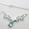Blue Topaz Necklacle | 9 faceted Stones | 925 Sterling Silver | Nature Theme | Dainty Setting | Genuine Gemstones from Crystal Heart Melbourne Est 1986