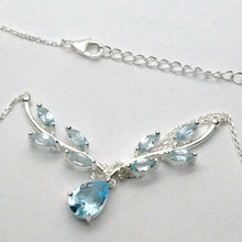 Load image into Gallery viewer, Blue Topaz Necklacle | 9 faceted Stones | 925 Sterling Silver | Nature Theme | Dainty Setting | Genuine Gemstones from Crystal Heart Melbourne Est 1986