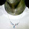 Blue Topaz Necklacle | 9 faceted Stones | 925 Sterling Silver | Nature Theme | Dainty Setting | Genuine Gemstones from Crystal Heart Melbourne Est 1986
