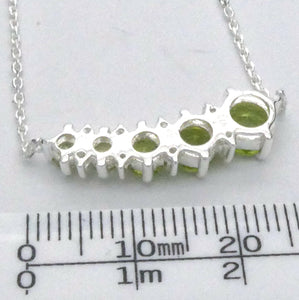 Peridot Necklace | 5 Flawless Faceted Rounds | Fine Silver Chain | Comet with Tail | Joyful Heart | Genuine Gems from Crystal Heart Melbourne Australia since 1986