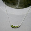 Peridot Necklace | 5 Flawless Faceted Rounds | Fine Silver Chain | Comet with Tail | Joyful Heart | Genuine Gems from Crystal Heart Melbourne Australia since 1986