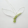 Peridot Comet Necklace, 7 Faceted Rounds, Fine Chain, 925 Silver