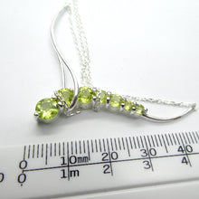 Load image into Gallery viewer, Peridot Comet Necklace, 7 Faceted Rounds, Fine Chain, 925 Silver