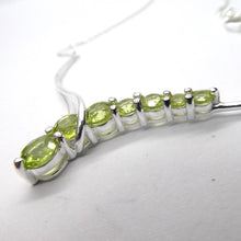 Load image into Gallery viewer, Peridot Comet Necklace, 7 Faceted Rounds, Fine Chain, 925 Silver