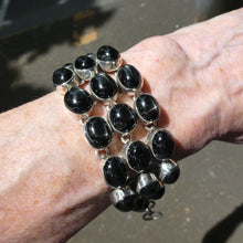 Load image into Gallery viewer, Black Star Diopside Bracelet | Star of India | 21 Oval Cabochons | 925 Silver | RIGHT ACTION | Mental Focus | Virgo | Crystal Heart Melbourne Australia since 1986