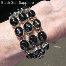 Load image into Gallery viewer, Black Star Diopside Bracelet | Star of India | 21 Oval Cabochons | 925 Silver | RIGHT ACTION | Mental Focus | Virgo | Crystal Heart Melbourne Australia since 1986