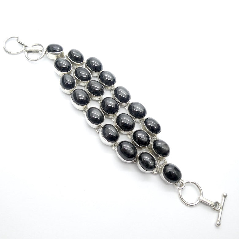Black Star Diopside Bracelet | Star of India | 21 Oval Cabochons | 925 Silver | RIGHT ACTION | Mental Focus | Virgo | Crystal Heart Melbourne Australia since 1986