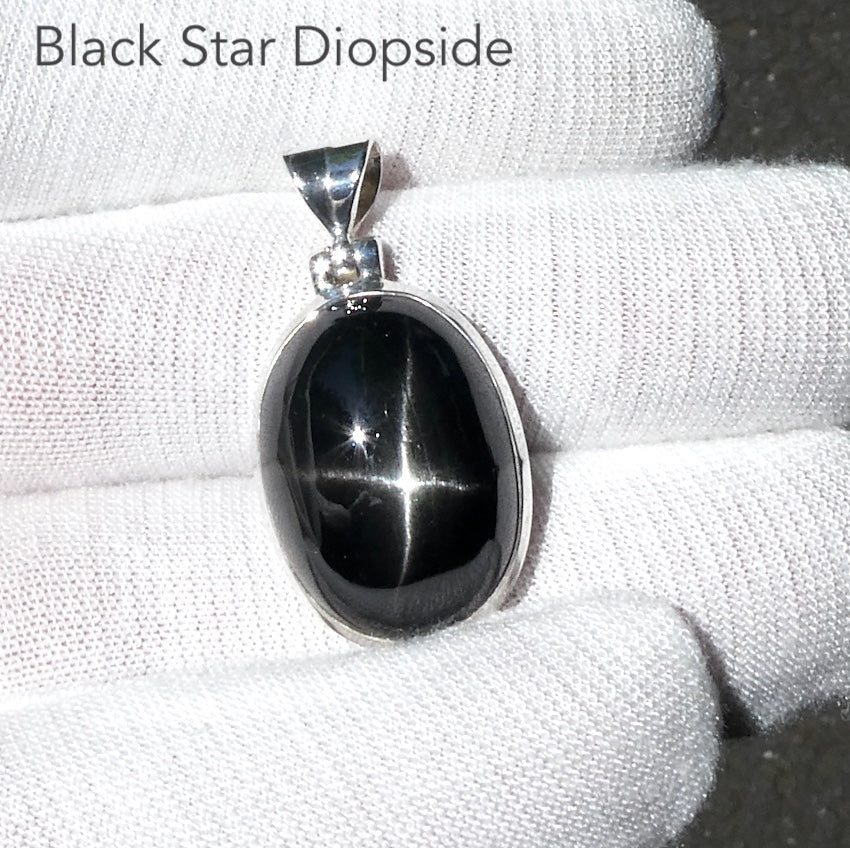 Black Star Sapphire Pendant | Diopside | 925 Sterling Silver | Genuine Gems from Crystal Heart Melbourne Australia since 1986