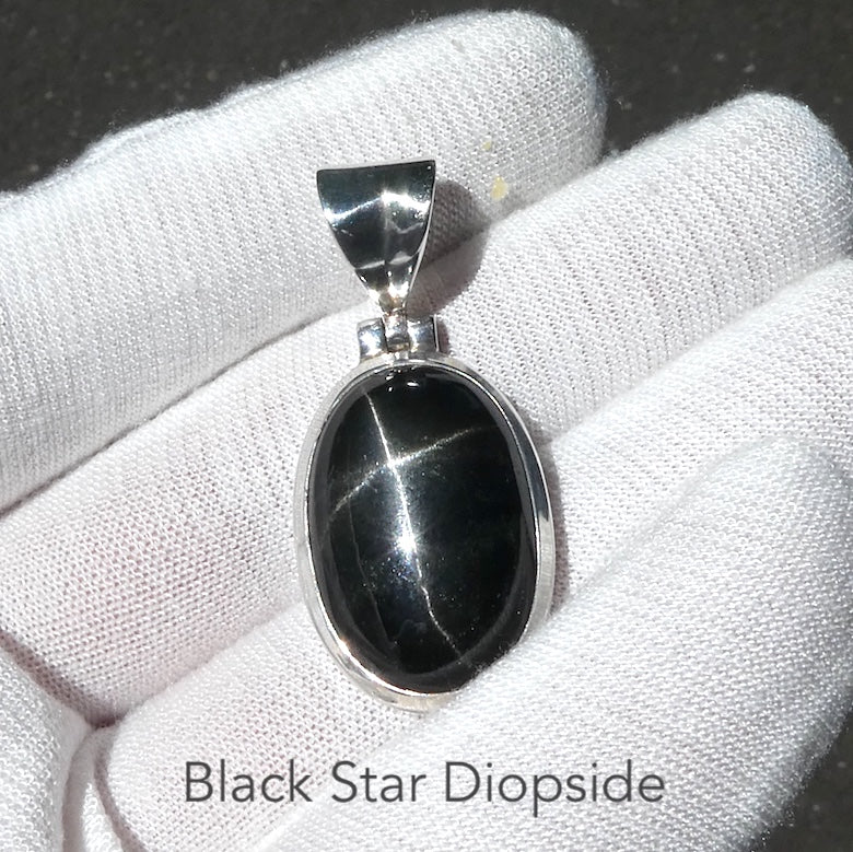 Black Star Sapphire Pendant | Diopside | 925 Sterling Silver | Genuine Gems from Crystal Heart Melbourne Australia since 1986
