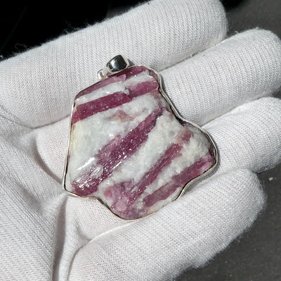 Rubellite Tourmaline Pendant | Pink Crystals in Milky Quartz | 925 Silver | Bezel Set Open Back | Love & Compassion | Genuine Gems Crystal Heart Melbourne 1986 