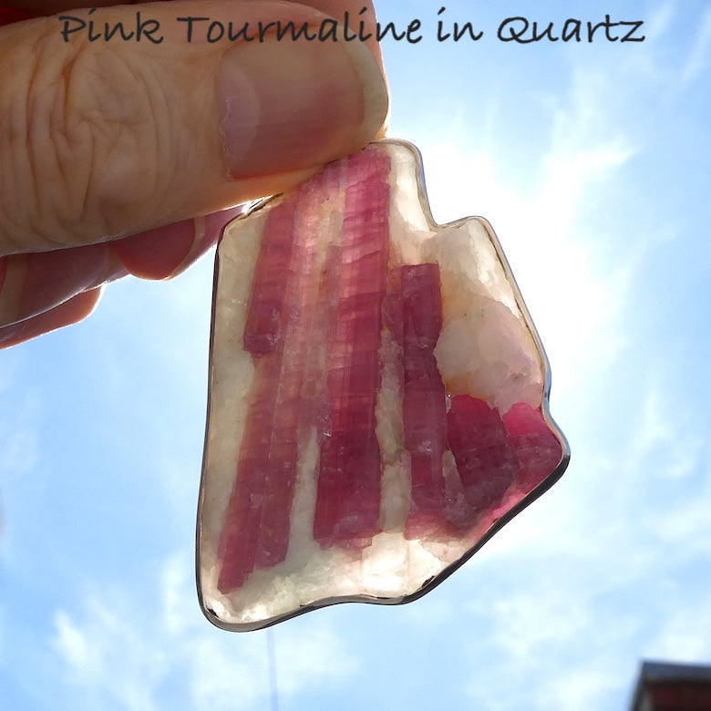 Rubellite Tourmaline Pendant | Pink Crystals in Milky Quartz | 925 Silver | Bezel Set Open Back | Love & Compassion | Genuine Gems Crystal Heart Melbourne 1986 
