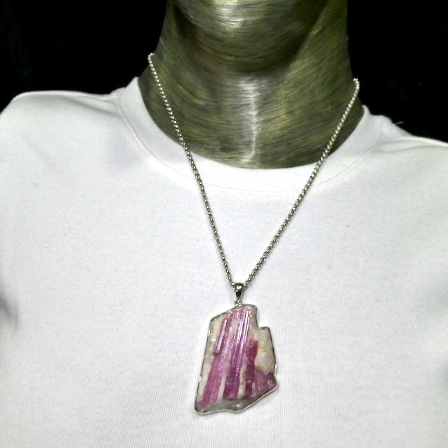 Rubellite Tourmaline Pendant | Pink Crystals in Milky Quartz | 925 Silver | Bezel Set Open Back | Love & Compassion | Genuine Gems Crystal Heart Melbourne 1986 