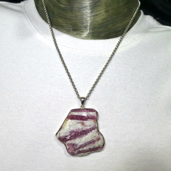 Rubellite Tourmaline Pendant | Pink Crystals in Milky Quartz | 925 Silver | Bezel Set Open Back | Love & Compassion | Genuine Gems Crystal Heart Melbourne 1986 