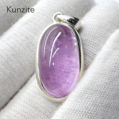 Kunzite Pendant | OvaL Cabochon | Good colour & Clarity | 925 Sterling Silver | Bezel Set | Wisdom of the Heart | Genuine Gems at Crystal heart Melbourne est 1986