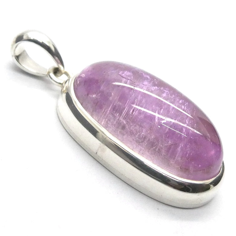 Kunzite Pendant | OvaL Cabochon | Good colour & Clarity | 925 Sterling Silver | Bezel Set | Wisdom of the Heart | Genuine Gems at Crystal heart Melbourne est 1986