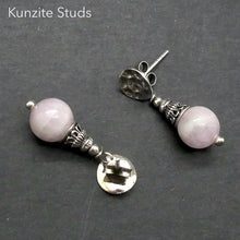 Load image into Gallery viewer, Kunzite Stud Earring | 8 mm beads | 925 Sterling Silver | Wisdom of the Heart | Genuine Gems at Crystal heart Melbourne est 1986