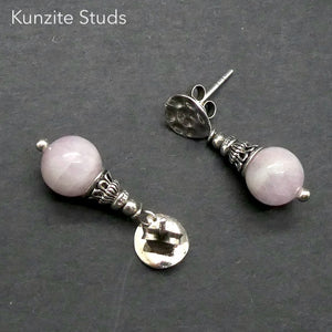 Kunzite Stud Earring | 8 mm beads | 925 Sterling Silver | Wisdom of the Heart | Genuine Gems at Crystal heart Melbourne est 1986