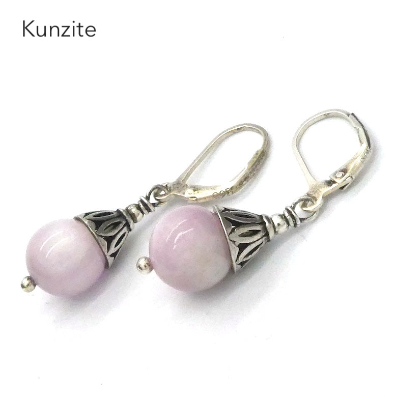Kunzite Earring | 10 mm bead | 925 Sterling Silver | Lever Hooks | Wisdom of the Heart | Genuine Gems at Crystal heart Melbourne est 1986