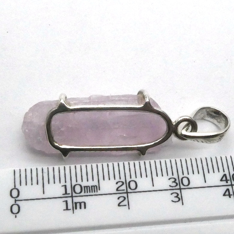 Kunzite Pendant | clean raw crystal | Good colour & Clarity | 925 Sterling Silver | claw Set | Wisdom of the Heart | Genuine Gems at Crystal heart Melbourne est 1986