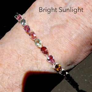 Tourmaline Bracelet | 18 faceted teardrops | Dainty Adjustable | Red Pink Yellow Gold | 925 Sterling Silver | Crystal Heart Melbourne Australia since 1986