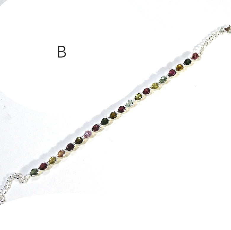 Tourmaline Bracelet | 20 faceted teardrops | Dainty Adjustable | Red Pink Yellow Gold | 925 Sterling Silver | Crystal Heart Melbourne Australia since 1986