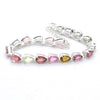 Tourmaline Bracelet | 18 faceted teardrops | Dainty Adjustable | Red Pink Yellow Gold | 925 Sterling Silver | Crystal Heart Melbourne Australia since 1986