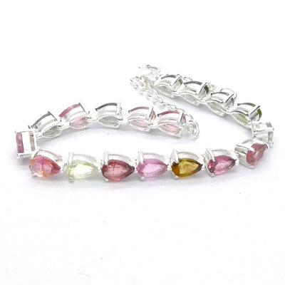 Tourmaline Bracelet | 18 faceted teardrops | Dainty Adjustable | Red Pink Yellow Gold | 925 Sterling Silver | Crystal Heart Melbourne Australia since 1986